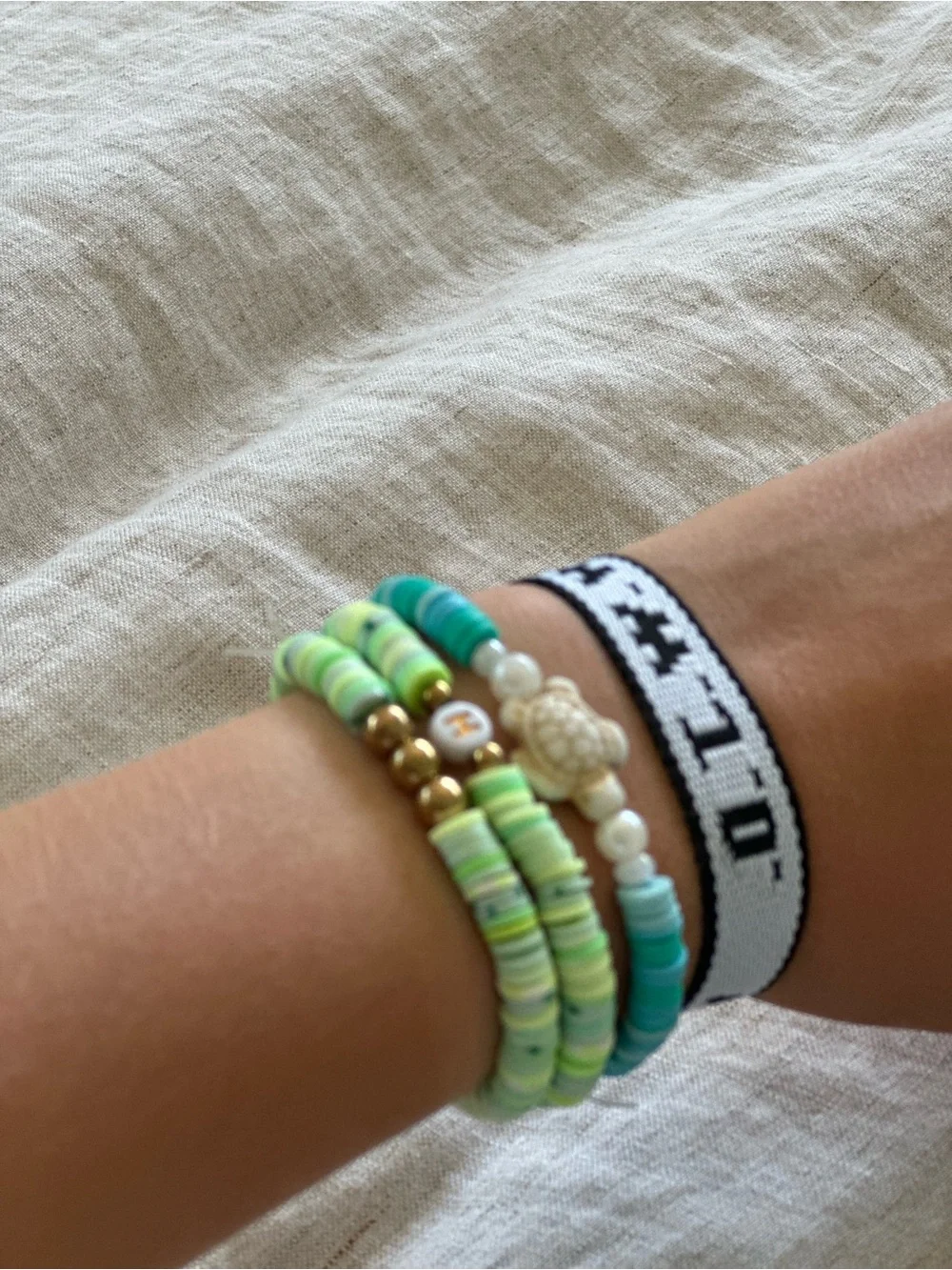 Beaded Stack Bracelet Set with Turquoise & Lime Accents